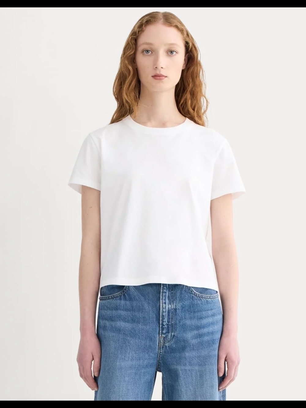 Everlane 100% Organic Cotton Box-Cut Tee Crewneck White Women's Tee